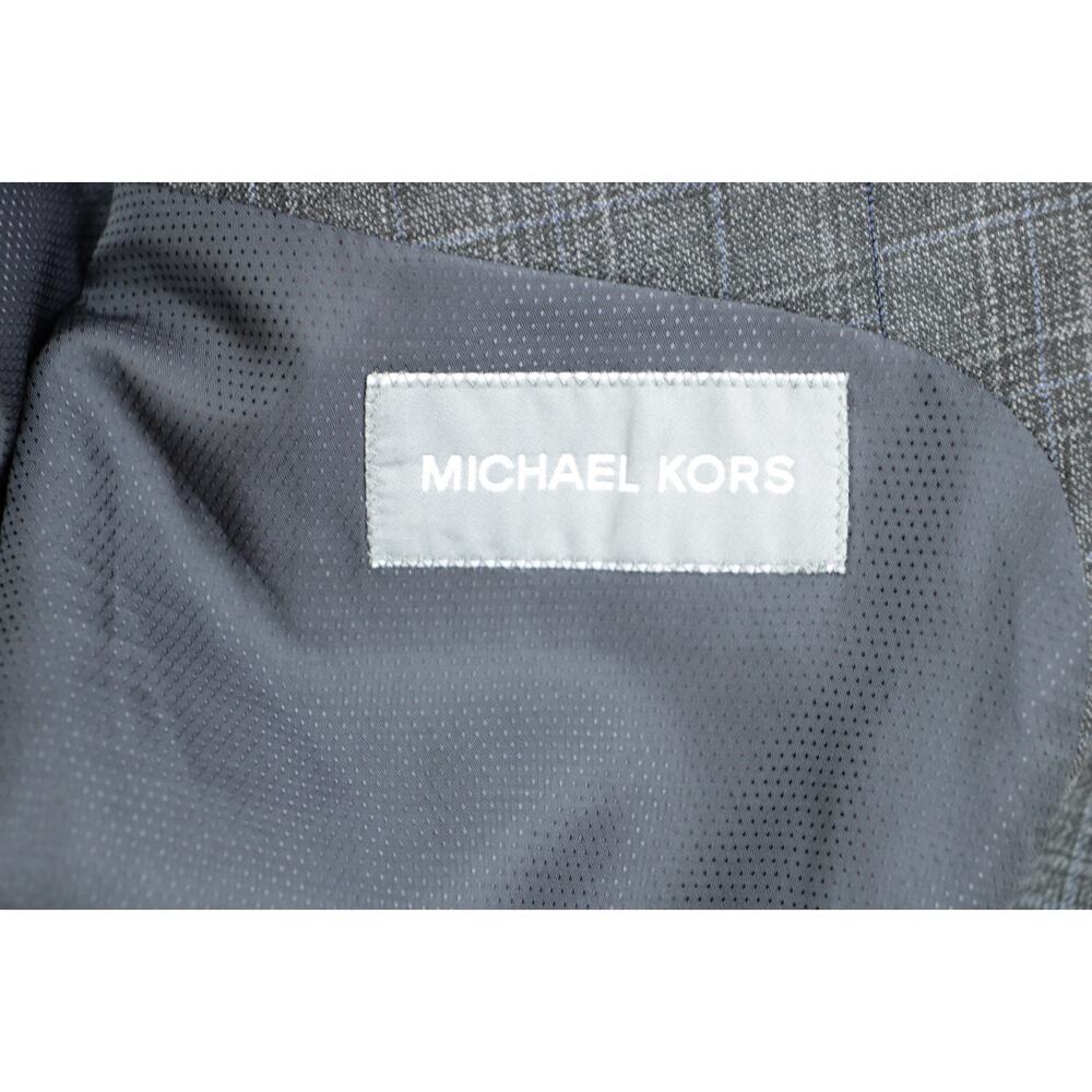 Michael Kors Blazer‎ Mens 46R Gray Plaid 2 Buttons Single Breast Notch Label - Picture 6 of 10
